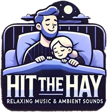 Hit The Hay logo: a dad and daughter asleep in bed under a moonlit sky